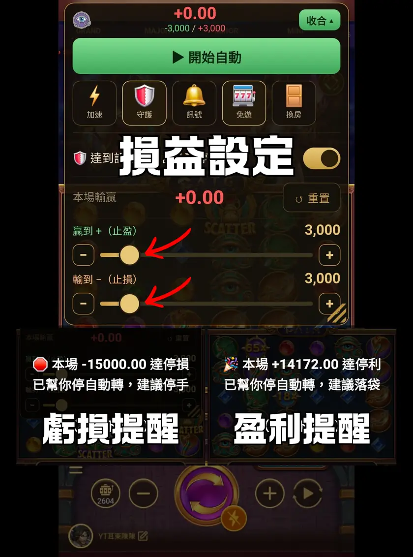 損益設定・撞線自動停